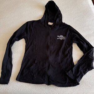 Atlantis Paradise Island Bahamas Black Skull Bejeweled Zipped Hoodie Jacket XL